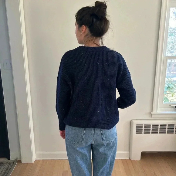 Vintage patch work cable knit crew neck cabincore sweater cotton/wool S j crew - Picture 3 of 8